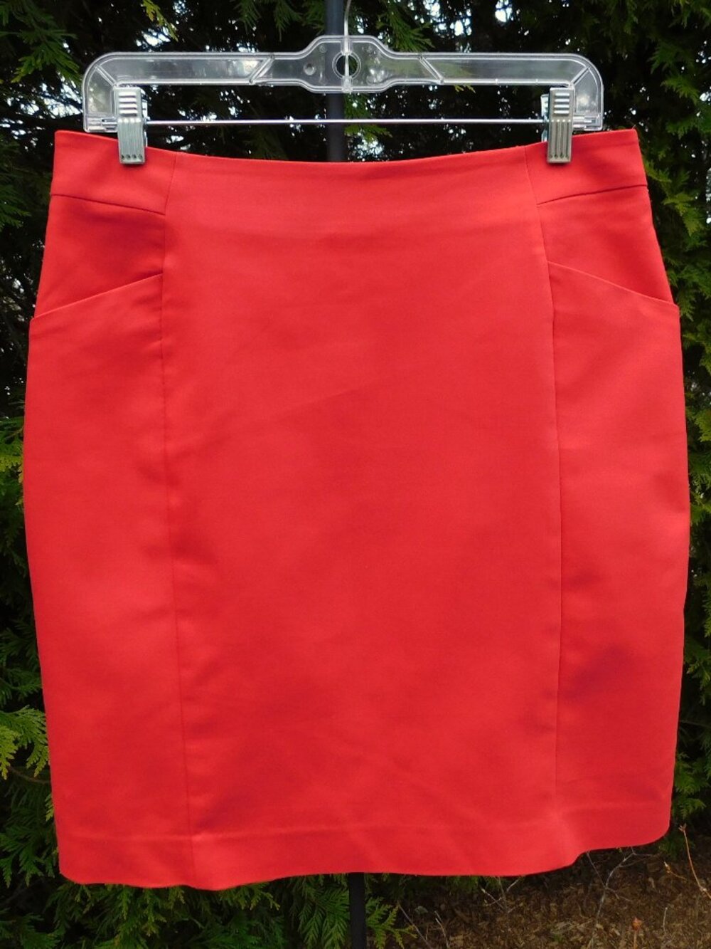 H&M Orange-Red Lined Pencil Skirt with Back Split
